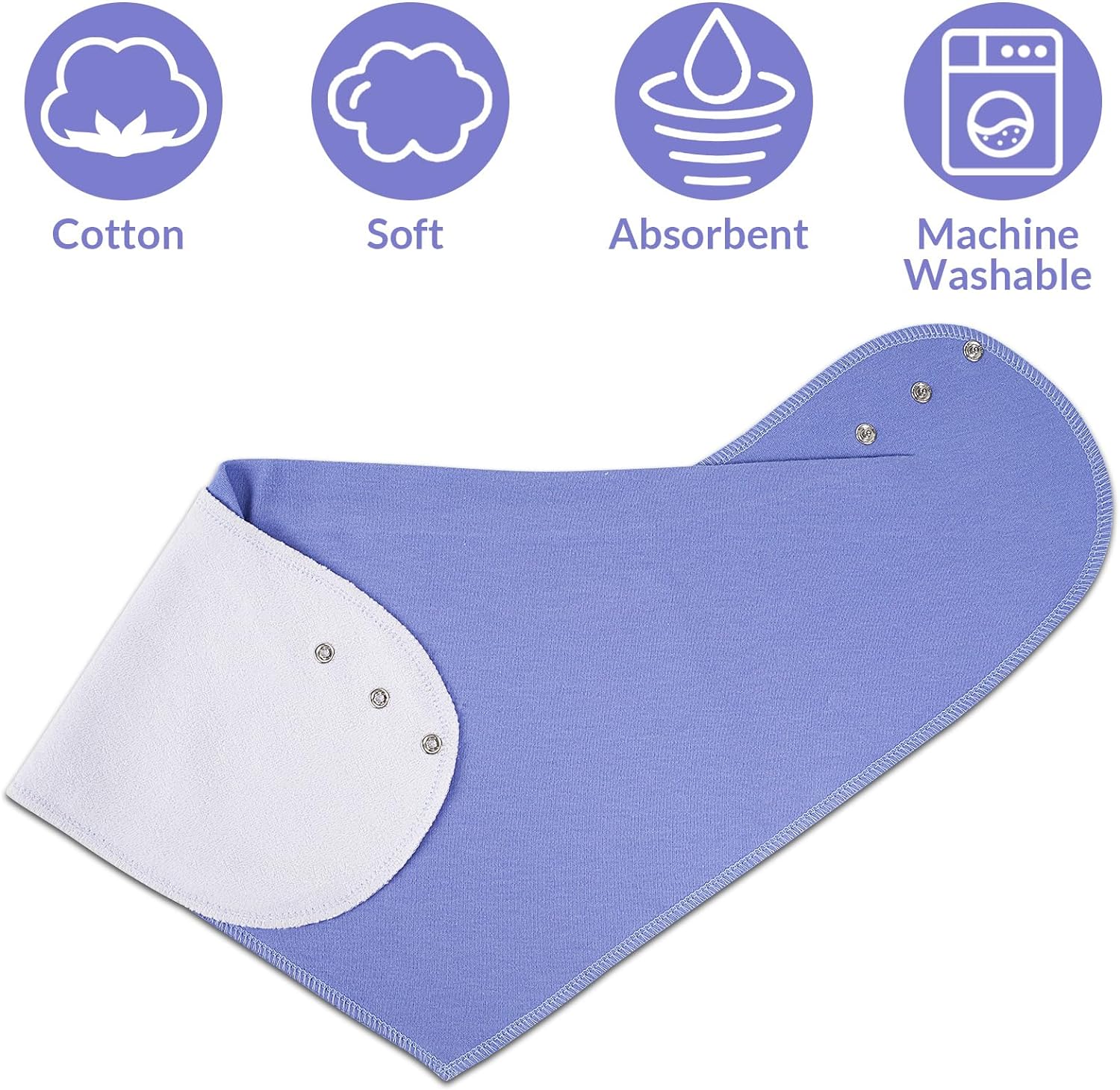 Adult Drool Bandana Bibs, Large Absorbent Special Needs Bibs Set for Teens, Adults, 4+ Years Boy Girl Men Women, 3 Packs - Image 4